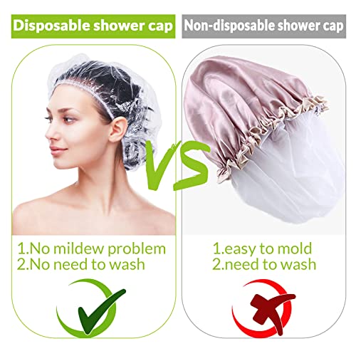 Retisee 2000 Pcs Disposable Shower Caps Bulk 18.2 Plastic Clear Hair Caps Elastic Large Thick Waterproof Bath Covers for Women Hair Care Cleaning Supplies Spa Hotel Salon Home Travel Accessories