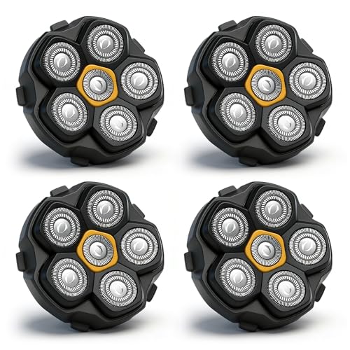 6 Blade Magnetic Replacement Shaving Heads for 6D Bald Head Shavers, Compatible with Most Magnetic Electric Razors for Men (4 Packs)
