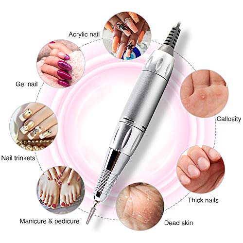 30000RPM Portable Nail Drill Machine, AZ GOGO Professional Rechargeable Electric Efile Nail Drill for Acrylic Nails, Manicure/Pedicure, Polishing, Cuticle - Salon or Home Use£¨Pink£©