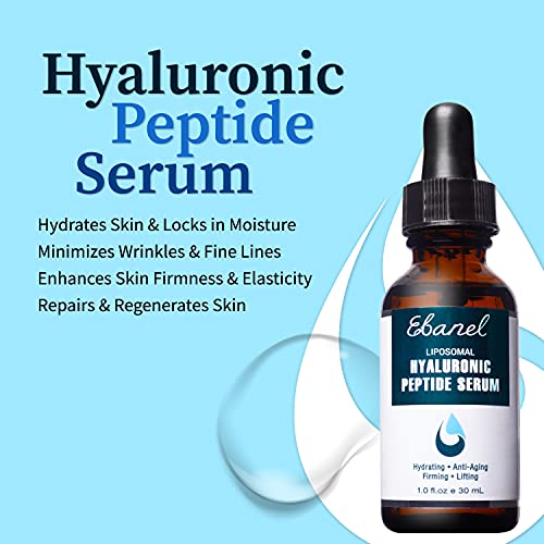 Ebanel Bundle of Hyaluronic Acid Serum, and Exfoliating Face Scrub Peeling Gel, 4.12 Oz