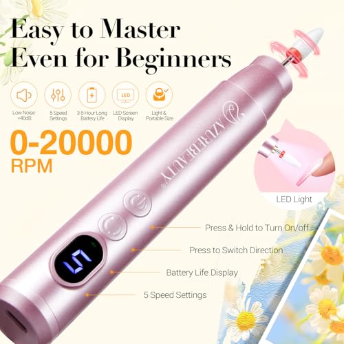 AZUREBEAUTY Dip Powder Nail Kit with Electric Nail Drill 24 Colors Summer Bright Neon Yellow Orange Starter Kit with Dip Liquids Base Top Coat Activator Portable Manicure French Nail Art Essential Set