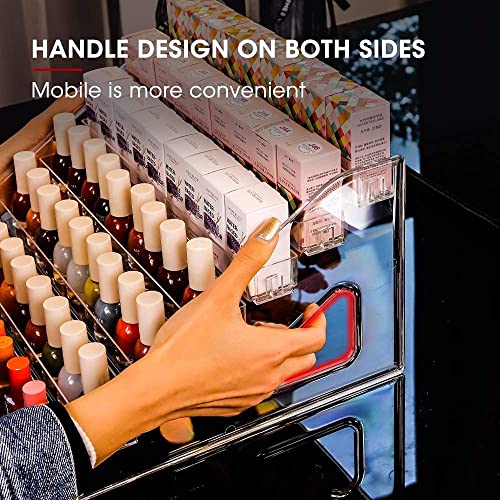 Nail Polish Organizer 84 Bottles of 7 Layers Sunglass Organizer Acrylic Display Rack Eyeglasses Storage Essential Oils Holder Makeup Organizer No Tool Needed Assembly, Clear (2 Pack)