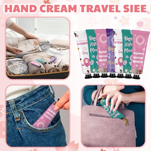 Loopeer 48 Pcs Women's History Month Hand Cream Gifts Bulk Double Sided International Women's Day Empowerment Hand Lotion Set Feminism Equality Empowerment Gifts for Female Ladies