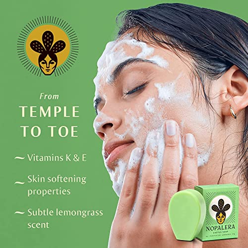 Nopalera Bar Soap, Lemongrass Essential Oils - Natural Body and Face Cleanser, Moisturizing and Exfoliating, Soft Skin Care Made With Clean, Vegan Ingredients, 4 oz