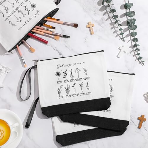 Kacctyen Christian Gifts Bulk for Women International Womens Day Gifts Bulk, God Says You Are Makeup Bags, Bible Verse Cosmetic Bags with Zipper, Inspirational for Women, Church Retreat(20 Pcs)