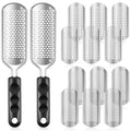 Moxweyeni 14 Pack Colossal Foot File Pedicure Tools Sets with 2 Styles Large and Small Hole Replacement Callus Remover Blades, Stainless Steel Detachable Pedicure Foot Rasp for Dead Skin Remover