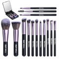 B&R MALL Makeup Brush Set with LED Mirror ? Supper soft Brushes for Flawless Foundation, Concealer, Eyeshadow & More | Lightweight, Versatile, Perfect for On-the-Go Touch-Ups (Purple Black)