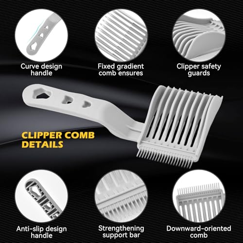 Fade Comb Professional Voluminous Wide-Tooth Texture Hair Styling Comb Set, Perfect Blending Comb Haircut Hair Tools for Home, Salon or Professional Use (2 Pack - Grey)