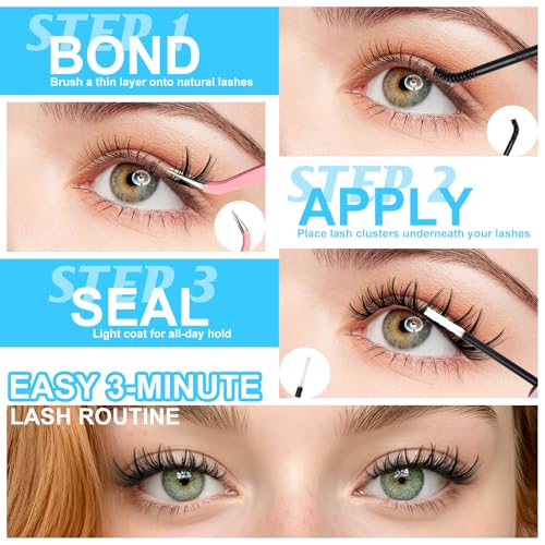 MilyBest Manga Lash Clusters Kit Spiky Anime Cluster Eyelash Extensions 150Pcs CC Curl Wispy Lash Extension Kit 10-16mm DIY Cosplay Doll Individual Lashes Clusters Natural Look