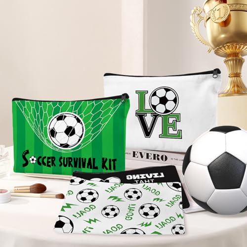 30Pcs Soccer Makeup Bags Soccer Cosmetic Bag Accessories for Women Travel Toiletry Pouch for Lover Players Sports Team Valentine's Day Gifts