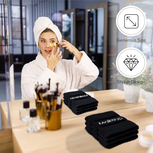 Makeup Towels - Pack of 6 - Soft Cotton Wash Cloths for Face & Makeup Removal, Airbnb Essentials for Hosts, Luxury Washcloths (13x13 Inches. Black)