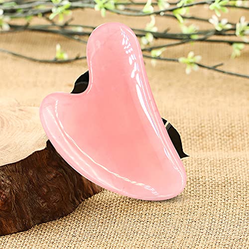 KIMANN Gua Sha Rose Quartz Face Scraping Massage Tool Jade GuaSha Stone Facial Tool for Anti Aging Face Muscle Scraper Neck Body Relaxing