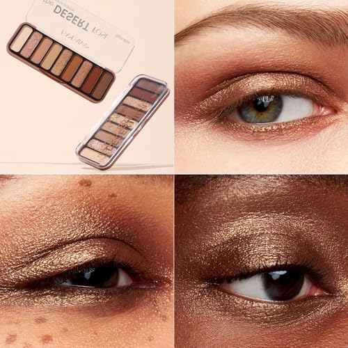 9 Colors Eyeshadow Palette Natural Nude Matte Shimmer Glitter Eye Shadow Pallete, High Pigment, Blendable, Long-Lasting Natural to Glam Smokey Eye Looks