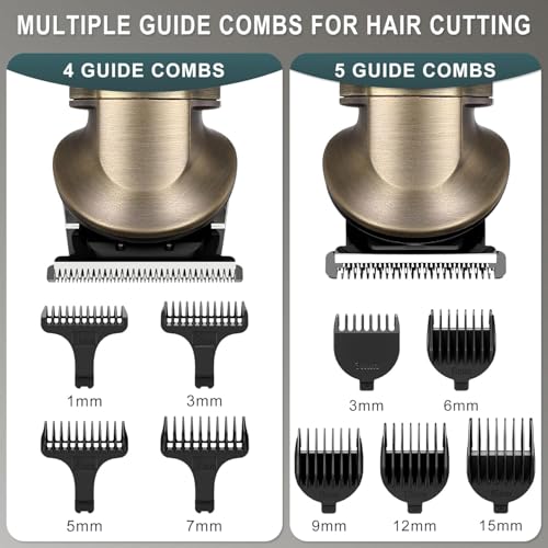 Hatteker Beard Trimmer Kit Professional Hair Clipper Zero Gapped T-Blade Electric Razor Shaver for Nose Ear Body Face Mustache Trimmer for Men Cordless Grooming Kit 8 in 1
