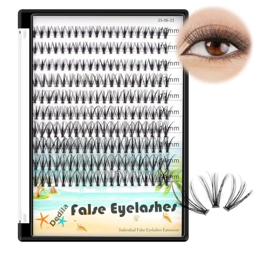 200Pcs Handmade Individual False Eyelashes Thickness 0.07mm D Curl Mixed 10-12-14mm /11-13-15mm/12-14-16mm/16-18-20mm 3D Volume Cluster Eye Lashes Etensions (10-12-14mm)