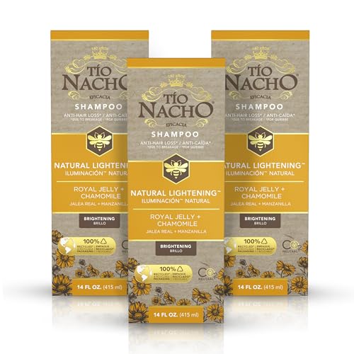 Tio Nacho Natural Lightening Shampoo with Chamomile and Royal Jelly, Clarifying Shampoo for Blonde and Light Brown Hair, Shine-Enhancing Formula with Natural Botanical Extracts, 14 fl oz (Pack of 3)