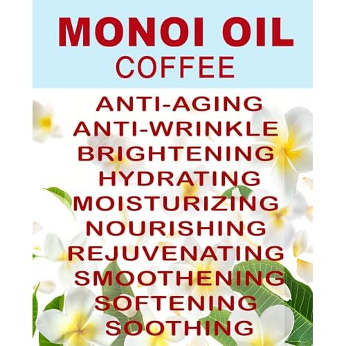 Botanical Beauty MONOI OIL COFFEE. Frangipani flowers in Coconut Oil with Coffee aroma. 100% Natural Pure for FACE, SKIN, BODY, HAIR, NAILS. Luxury Beauty Oil (1 Fl Oz 30 ml)