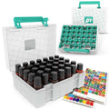 Essential Oil Organizer for 35 Bottles, Hard Shell Storage Case with Shelf Display Lid & Travel Handle, Fits 5ml/10ml/15ml, Roller Bottles, Compatible with Top Brands, Teal
