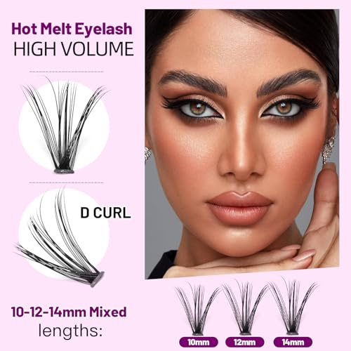 200Pcs Handmade Individual False Eyelashes Thickness 0.07mm D Curl Mixed 10-12-14mm /11-13-15mm/12-14-16mm/16-18-20mm 3D Volume Cluster Eye Lashes Etensions (10-12-14mm)