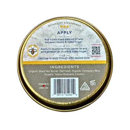 Garrison Hold Mustache Wax- Military- Grade Hold & Precision Styling- Non- Sticky, High Heat Tolerance- Unscented, All-Natural & Organic- Beeswax & Carnauba Wax