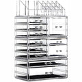 Cq acrylic Makeup Organizer Skin Care Large Clear Cosmetic Display Cases Stackable Storage Box With 11 Drawers For Vanity,Set of 4