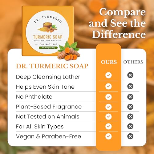 Turmeric Soap Bar | Face & Body Cleanser | Moisturizing | Lathering | Deep Cleansing | Evens Skin Tone | Refreshing Scent | Radiant Skin| 12 Pack