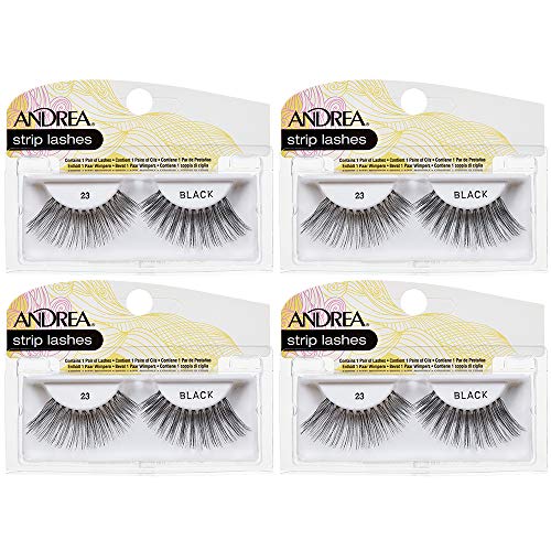 Andrea Strip Lashes Style 23 ? Black Natural False Eyelashes, Lightweight Reusable Lash Strips, 4 Pair