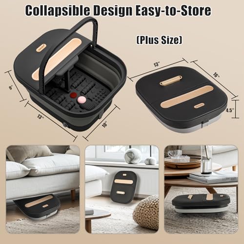 Collapsible Foot Spa Bath with Massager and Heat and Bubble Jets, Temperature Control, Remote Control, Pumice Stone, Pedicure Foot Spa for Relaxation Gift for Women Man