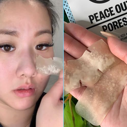 PEACE OUT Pore Strips for Nose and Face, Oil Absorbing Hydrocolloid Blackhead Remover, Pore Minimizing Strips with Retinol, Multi-Use Face Strips for Clogged Pores, 8 Count