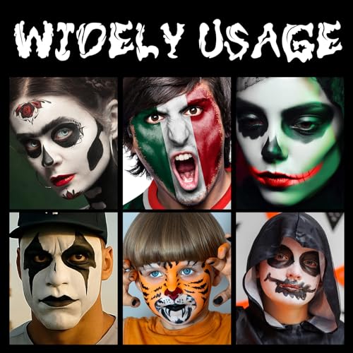 2 PCS White Black Face Paint White Body Paint, Eye Black Football, Matte Lipstick Set for Halloween Vampire Zombie Clown Cosplay Makeup
