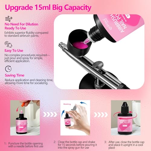 QUEVINA 28 Hot Colors Airbrush Gel Nail Polish Set ? Safe, Odorless Formula for Stunning Nail Art ? No Dilution Needed, Long-Lasting & Vibrant Shades 28X15ml