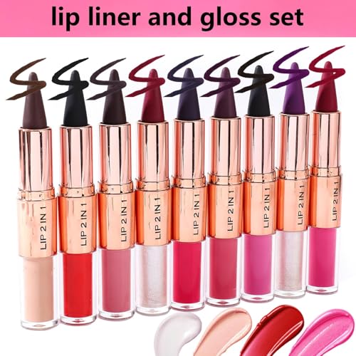 Clear Gloss and Lip Liner Liquid Lipstick Lip Combo, Lip Combo Sets for Black Women,High Pigmented Matte Lip Kit , Waterproof Long Lasting Lipstick Lip Combo Set Lip Kit with Lip Liner and Gloss #3 | Clear moisturizing