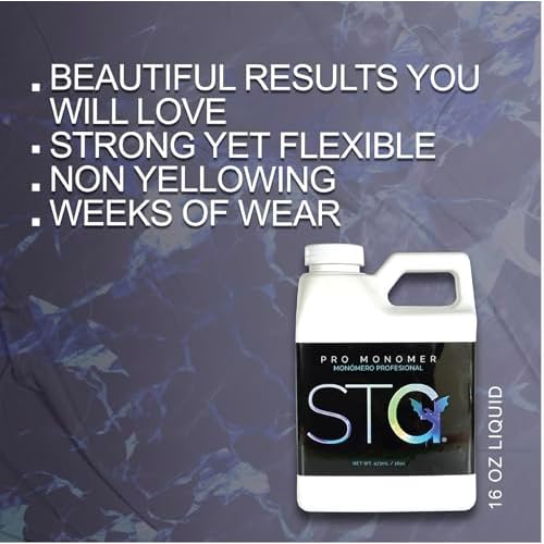 STG Acrylic Systems' Professional Grade EMA Acrylic Monomer -MMA Free, Primerless, Non-Yellowing Nail Sculpting Liquid (Mon?mero Acr?lico), Purple, 16oz