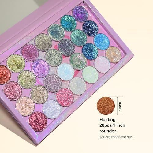 Pink Empty Magnetic Palette With Mirror, Cute Empty Makeup Palette for Highlighters Lipstick Blush Powder Eyeshadows