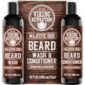 Viking Revolution Beard Wash and Beard Conditioner for Men with Argan Oil and Jojoba Oil - Beard Softener and Strengthener Beard Care Beard Shampoo and Conditioner with Beard Oil (10oz, Majestic Oud)