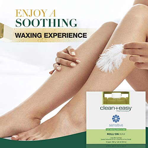 Clean + Easy Large Sensitive Roll On Wax Refill ? Large Wax Refill for Cartridges, Quick & Easy Hair Removal, 12 Pack