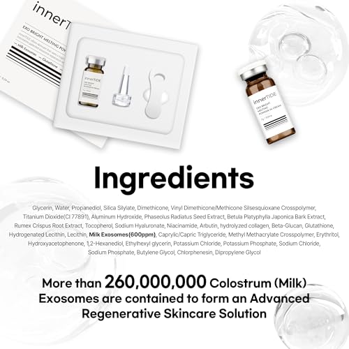 innerTIDE Exo Bright Melting Powder in Cream - 200 Million Exosomes, Glutathione, Collagen, Niacinamide | Hydrating, Barrier Repair, Brightening, Anti-Wrinkle, Pore Care | Korean Skin care 0.24oz / 7g