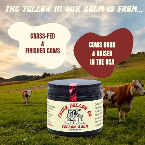 Beef & Cheeks Unscented Tallow Balm 2oz, Cosmetic Grade Grass-Fed & Finished Beef Tallow paired with Organic Sicilian Unfiltered Extra Virgin Olive Oil