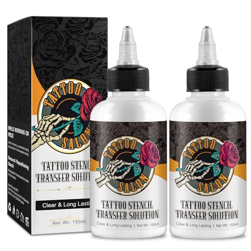 2 Pack Tattoo Stencil Transfer Gel Solution, Professional Tattoo Stencil Gel, Stencil Magic Cream, Tattoo Application Solution for Transfer Paper Machine Stencils, Clear & Long-Lasting