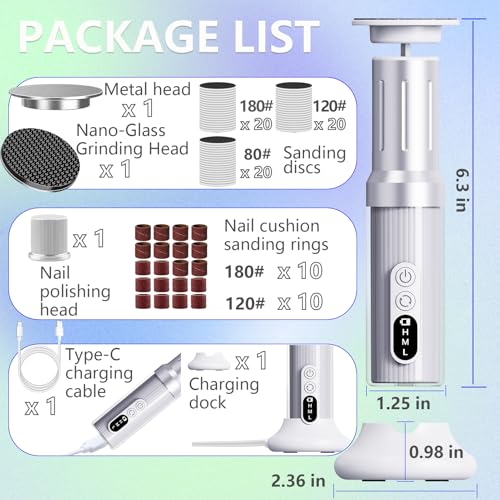 Electric Foot Callus Remover with Nano-Glass Head&Rechargeable Base,6 Speeds Cordless Electric Foot File with Digital Display,Callus Remover for Feet Dead Skin Home Spa Salon with 60Pcs Sandpaper Disk