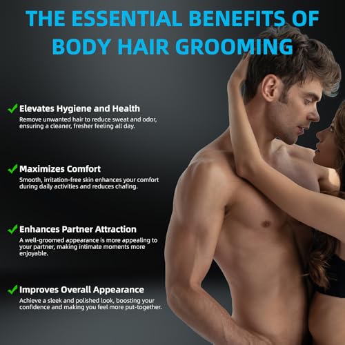 INVJOY Manscape Body Trimmer for Men, Waterproof Electric Razor/Shavers with Dual-Head for Facial, Pubic & Groin Hair Grooming, Ceramic & Foil Blades Hair Trimmer with LED - Birthday Gift for Him Dad