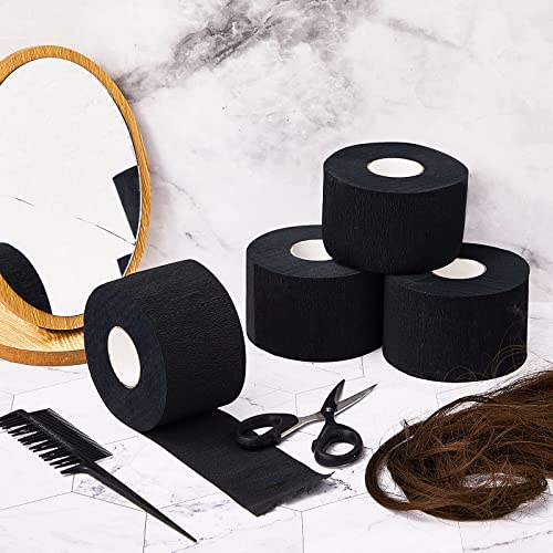 1000 Pieces 10 Rolls Disposable Black Barber Neck Strips, Black Barber Neck Strips Disposable Stretchy Edge Paper Hair for Salon Haircut Styling Barbershop Accessories