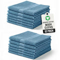 Organic Cotton Wash Cloths Plush Feather Touch Quick Dry Wash Cloths Pack of 12 GOTS & Oeko- TEX Certified | Premium Soft, Absorbent, Small Hand Face Towels Wash Rags? Turquoise