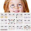 Halloween Face Temporary Tattoos for Kids 12 Sheets Day of the Dead Pumpkin Spider Bat Ghost Tattoo Stickers Cute Face Makeup Decals for Halloween Party Decorations
