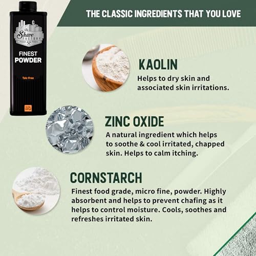 the shave factory Barber Best After Haircut or Shave Powder, White, Neutral, Classic Deodorizing Powder for Men, Protects Against Sweat and Body Odor 14 oz. 397 gr.