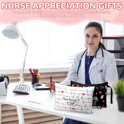 24 Pack Nurse Cosmetic Bags Bulk Novelty 2026 Nurses Week Gift Nursing Survival Kit Canvas Zipper Pouch Bags Thank You Gift for Nursing Week Medical Assistant Healthcare Graduation(Classic)