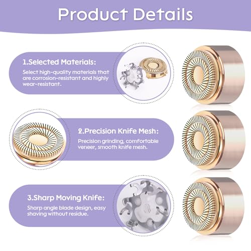 Generation 3 Facial Hair Remover Replacement Heads for Finishing Touch Flawless,Double Precision Blades Replacement Heads Compatible with Finishing Touch Flawless Gen 3,Pack of 3.