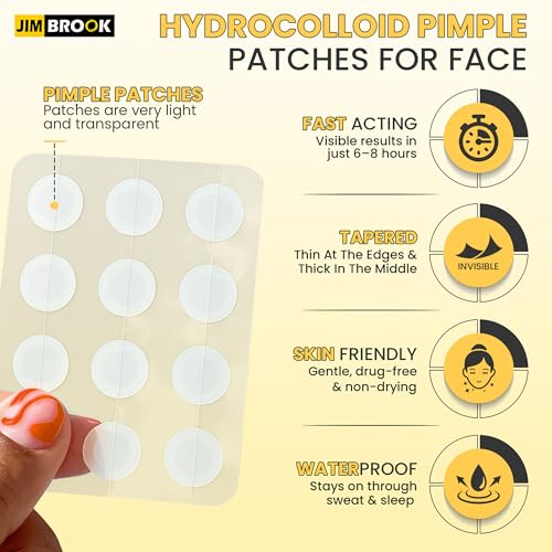 Pimple Patches For Face (72 Patches) Hydrocolloid Pimple Patches ? Round Design Tapered Blemish Patches ? Pimple Stickers | Zit Patches ((72 Count (Pack of 1)