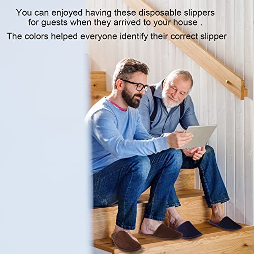 Geyoga 12 Pair Disposable Slippers for Guests Non Slip Disposable House Slippers Washable Reusable for Spa Travel Hotel Indoor Shoeless Home Bride Bathroom