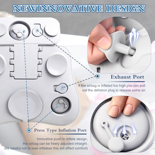 Upgraded Silicone Bath Pillow, 4D Press Inflatable Airbag and Non-Slip Large Suction Cups, Adjustable Head Neck and Back Support, Comfortable Luxury Bath Pillows for Tub, Bath Spa Accessories White